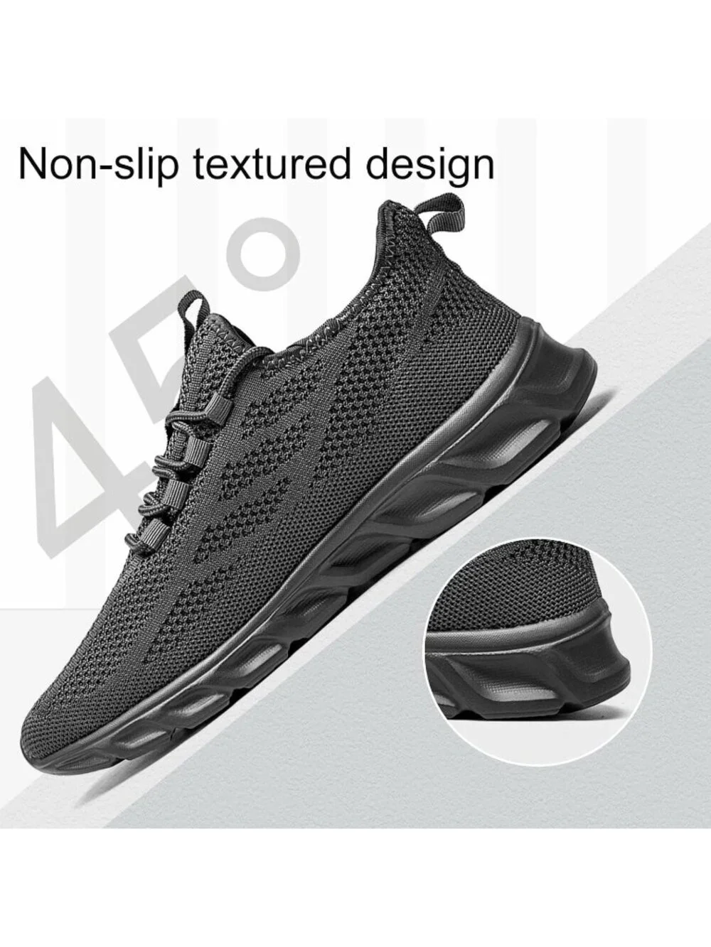 Men's Dark Grey Running Shoes Mesh Breathable Tennis Lightweight Walking Sneaker